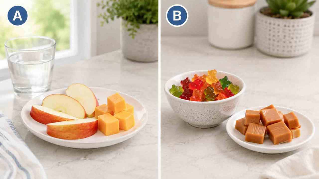 Which snack is more tooth-friendly?